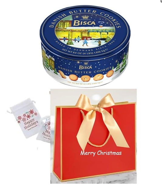 Danish Cookie (Bisca Danish Butter Cookies 4lb) . Christmas Butter Cookie. Best Holiday Present For Everyone . Come With Maryse's Place Holidays Bags