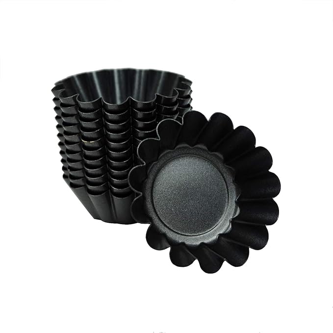 Proshopping 12 Pack Mini Tart Pan, Non-stick Carbon Steel Tart Molds, Pie Mould, Muffin Cupcake Pudding Maker - for Pies, Chinese Tart, Cakes (Size 2.6"x0.9")