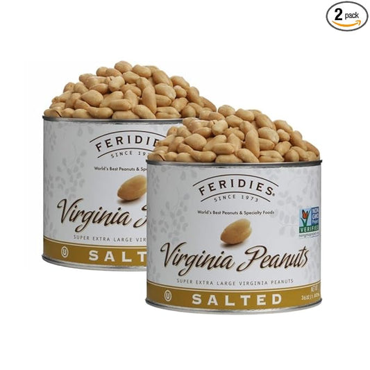 FERIDIES Top Grade Salted Extra Large Virginia Peanuts, the Peanut for Healthy Snack 2.5 Pound (Pack of 2)