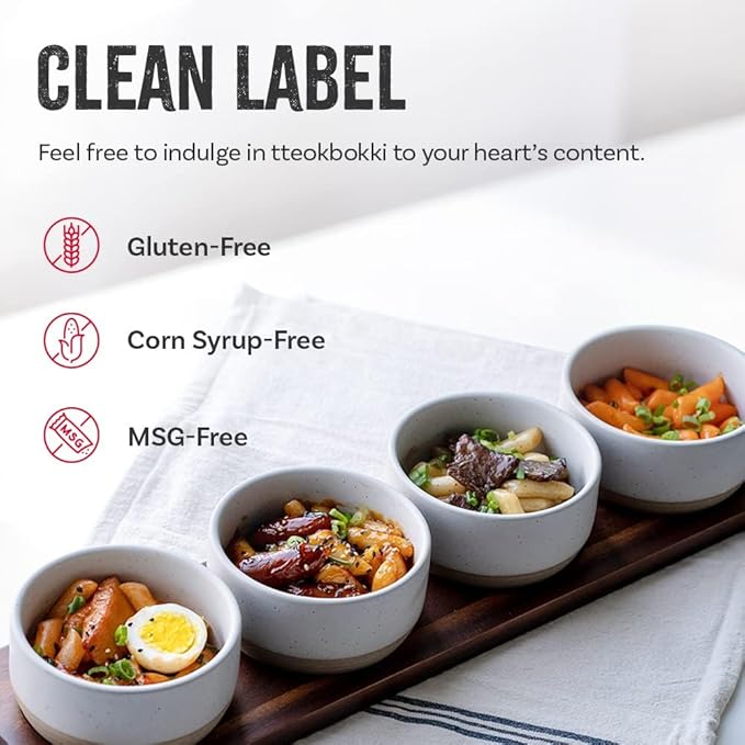 O’Food Tteokbokki Korean Rice Cakes – [Sweet Chili | Pack of 2] – Gluten-Free (Except BBQ), Healthy/ Savory/ Bold/ Fiery, 0 Cholesterol/ 0 Trans Fat/ No MSG/ No Corn Syrup, Spicy Street Snack, Ready in Minutes