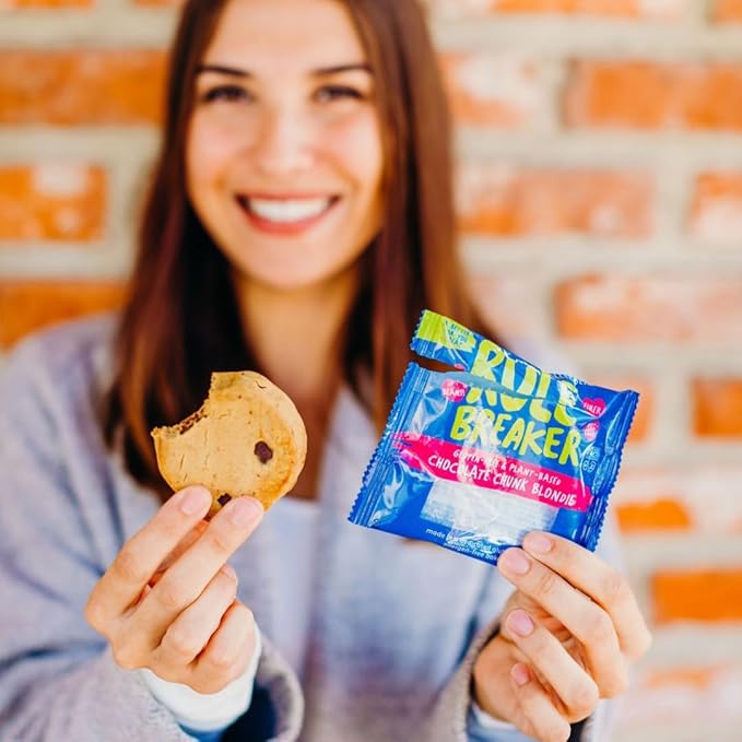 Rule Breaker Vegan & Gluten Free Cookies | Chocolate Chip & Birthday Cake | Plant-Based, Dairy, Nut, Soy, Allergen Free, Kosher | Soft-Baked School Snacks Cookies for Kids & Adults (Pack of 8)