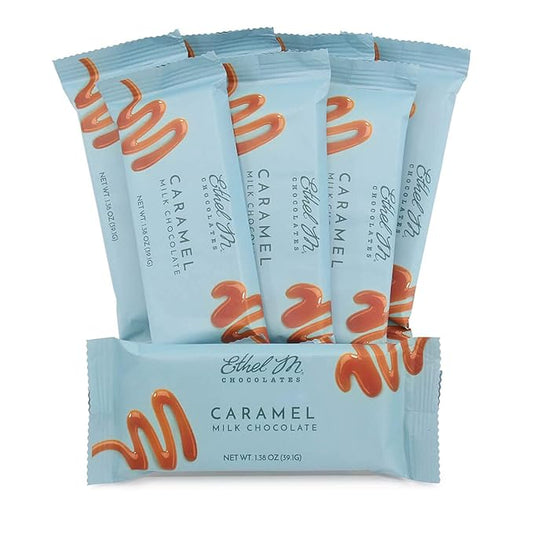 Ethel M Chocolates Premium Milk Chocolate Caramel Filled Bars, Individually Wrapped Chocolate Candy Bars, for Gifting, Holidays & Everyday Indulgence (8 Pieces)