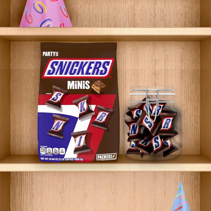 SNICKERS Minis Size Milk Chocolate Candy Bar Bulk Assortment, 35.6 oz Bag (Pack of 2)