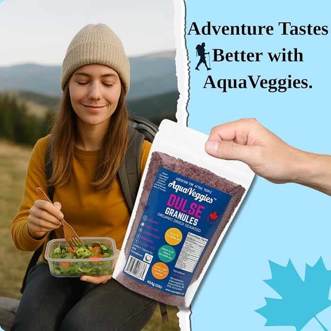 Aqua Veggies Organic Atlantic Dulse Flakes Granules 227Grams or 1/2 Lbs, Hand-Harvested, Sun-Dried Bay of Fundy