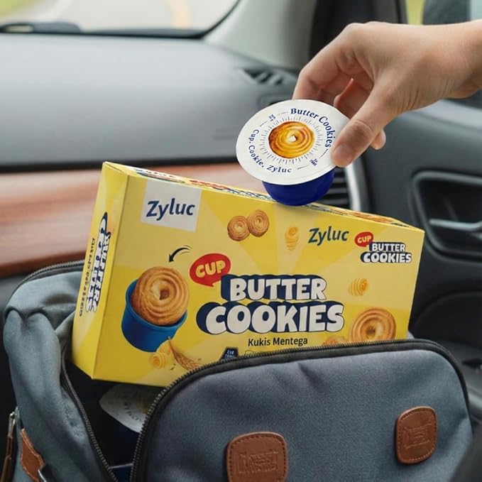Zyluc Butter Cookies – 16 Single-Serve Snack Cups (3 Cookies Each) | Cup-Packed, Fresh & Crispy, Mess-Free Family Snack for Kids, Lunchboxes, Office, Travel & Sharing (400g)