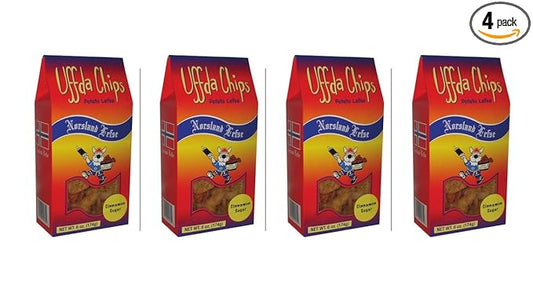 Uffda Chips - Made From Real Lefse By Norsland Lefse - 6 oz - 4 Pack (Cinnamon Sugar)