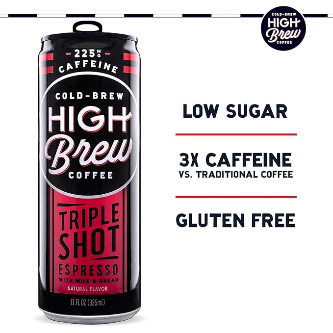 High Brew Coffee | Triple Shot Cold Brew Variety Pack – Vanilla Bean, Black & Espresso | Lightly Sweetened Iced Coffee with Pure Cane Sugar, 225mg Natural Caffeine, Low-Acid, Ready-to-Drink (8 oz Cans, Pack of 12)