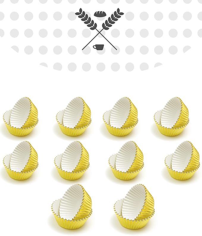 qiqee Gold Foil Cupcake Liners For Baking 300 Count Baking Cups Thick ＆ Sturdy, Oil Resistance,Muffin Liners Paper(Standard Size)