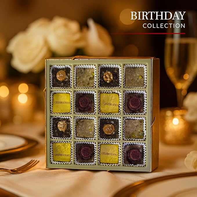 Laumière Gourmet Fruits - Superfood Parfait Collection [Birthday Edition] - Square (16 Pcs) - Happy Birthday Gifts for Women - All Natural Birthday Food Gifts - Healthy Birthday Gift