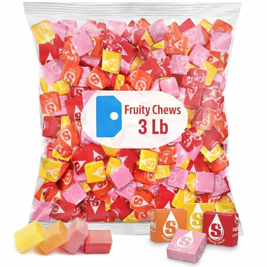 Fruity Chews – 3lb Bulk Individually-Wrapped Soft Chewy Candy for Parties, Bowls, Classrooms, Events