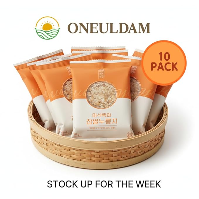 Nurungji Korean Rice Snack – Traditional Toasted Scorched Rice Chips | Authentic Korean Ogok Flavor | Crispy Rice Snack That Can Also Be Softened in Hot Water | Enjoy Crispy or Soft for a Warm, Comforting Taste | Individually Wrapped Multi-Grain Rice C...