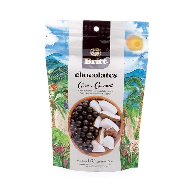 Cafe Britt® Chocolates Dark Chocolate-covered Tropical Fruit(4 Pack)(Guava, Coconut, Passion Fruit, Pineapple) (6 oz) Gourmet Dark Chocolate, Gluten Free,No Artificial Ingredients,No Trans Fat