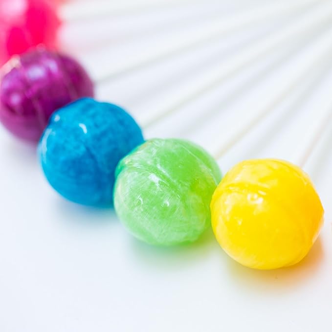 Snack Mountain Mini Lollipops Individually Wrapped, 50 Count Bulk Suckers, Bag of Lollipops in Assorted Fruity Flavors: Bubble Gum, Limeade, Cherry, Berry, Orange & More, Classic Suckers for Parties