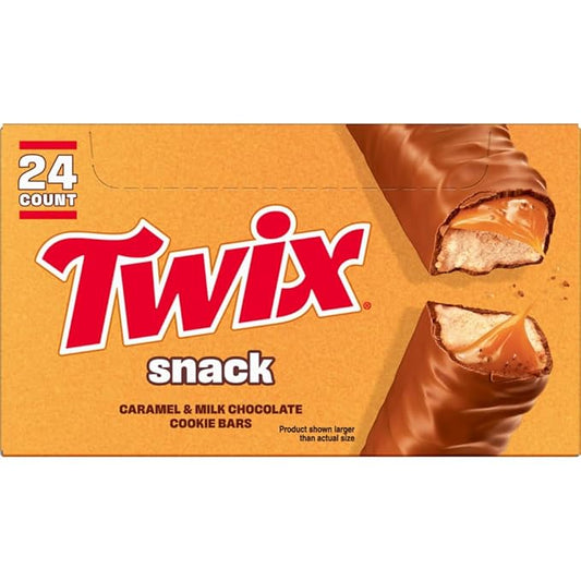 TWIX Snack Size Caramel Cookie Crunch On the Go Milk Chocolate Bars Individually Wrapped Candy, 0.75 Oz (Pack of 24)