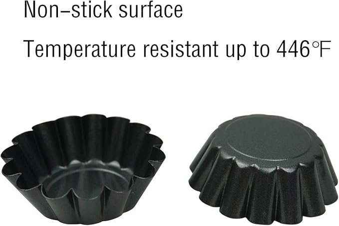 Proshopping 12 Pack Mini Tart Pan, Non-stick Carbon Steel Tart Molds, Pie Mould, Muffin Cupcake Pudding Maker - for Pies, Chinese Tart, Cakes (Size 2.6"x0.9")