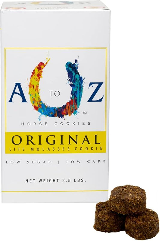 A TO Z HORSE COOKIES Horse Treats, Original Flavor, A Softer Cookie/Pill Popper Made w/Lite Molasses, Low Carb/Sugar, Wheat, Corn, Soy & Alfalfa Free. All Natural Ingredients, 2.5 lb