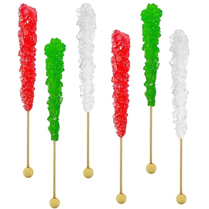 Christmas Rock Candy Lollipops, Pops Candy Suckers, Color and Flavor Assortment, Individually Wrapped (12-Pack)