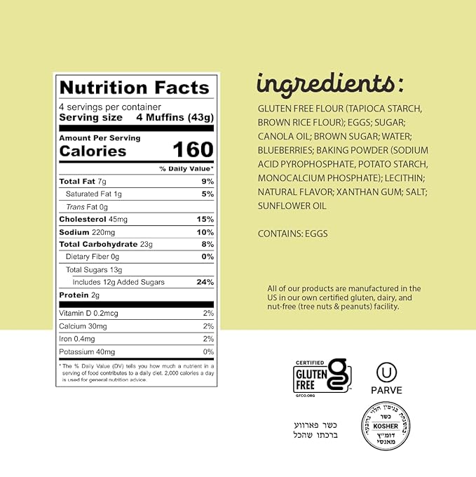 Katz Gluten Free Blueberry Muffin Snacks | Dairy Free, Nut Free, Soy Free, Gluten Free | Kosher (6 Packs, 6 Ounce Each)