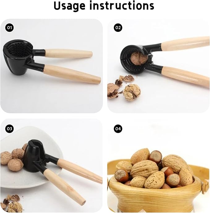 Nut Crackers, Nut Cracker Tool Heavy Duty Walnut Cracker with Wood Handle for Pecan Almonds Hazelnuts Kitchen Gadget