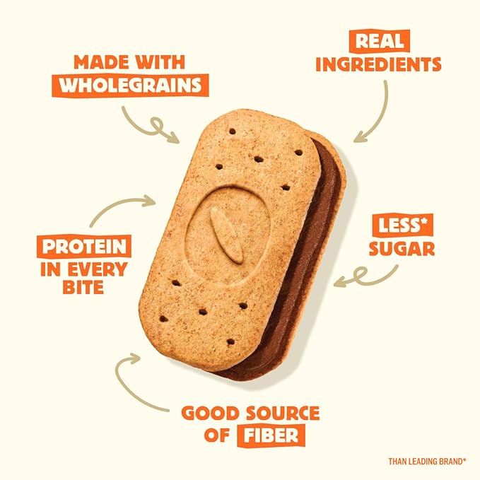 Olyra Dark Chocolate Sandwich Breakfast Biscuits, Healthy Snacks for Adults and Kids, Low Sugar, High Fiber, Vegan Organic Cookies, with Ancient Greek Grains, USDA Certified Organic, Non GMO, 12 Packs