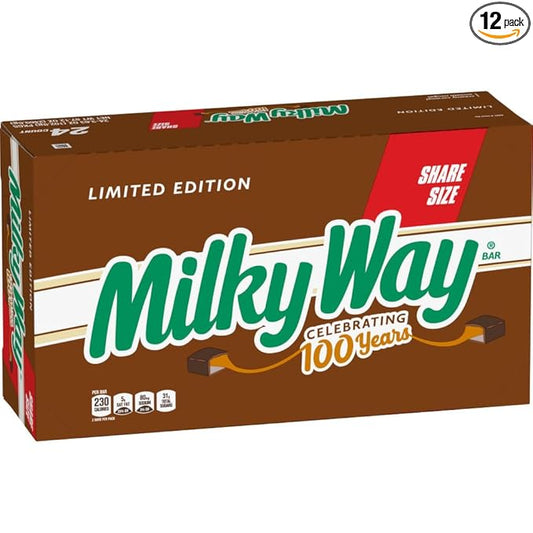MILKY WAY Share Size Candy Bars With Caramel, Nougat, and Milk Chocolate - Pack of 24, 3.63 Ounce, Bulk Box, Bulk Candy Bars