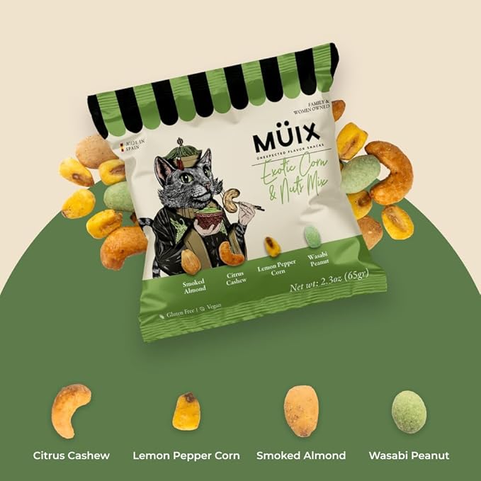 Müix Snacks, Premium Snack Mix: Variety Pack (Honey, Exotic, and Rustic Mix) - 2.3 Ounce Bags (Pack of 6 Bags), Snack Mix, Bold and Unique Flavors, Premium Trail Mix