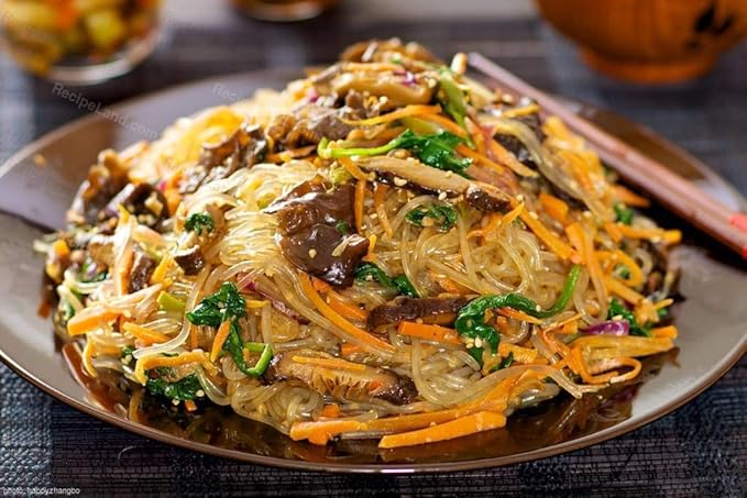 SUNGIVEN Sweet Potato Glass Noodles, Japchae, Korean Vermicelli Pasta, Fat-free and Gluten-free, 100% Sweet Potato Starch, No Additive, No Alum inside, Holiday Gifts 14.11 Ounce