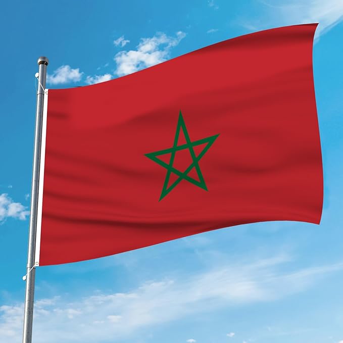 AhfuLife Morocco Flag 3x5 Ft, Large Morocco National Flags for Outside - Double Side with Brass Eyelets for World Cup Party Decorations, Soccer Party Bar Garden Decoration Indoor Outdoor