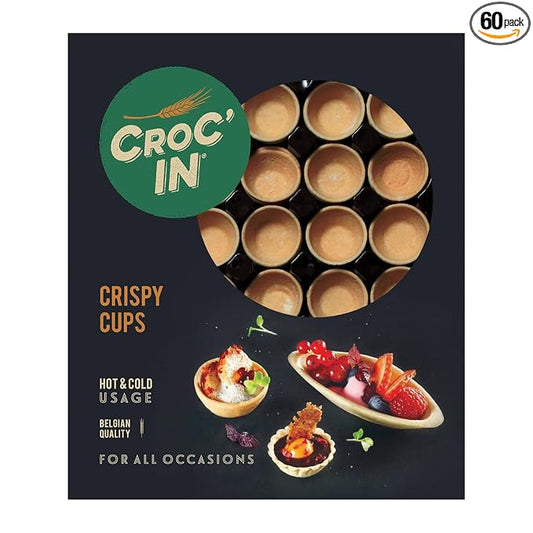 CROC'IN - Sweet Premium Mini Tart Shells - Edible Pastry Pans For Dessert - Artisanal Confection - 60 Pieces