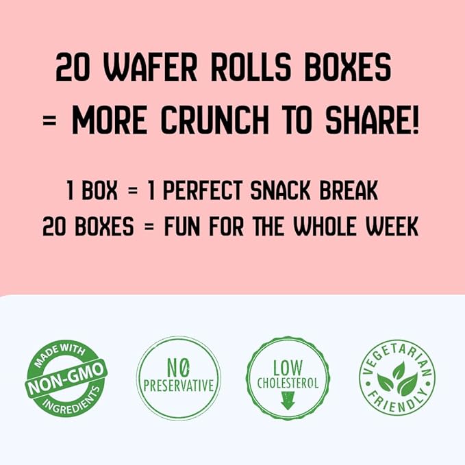 Zyluc Strawberry Wafer Rolls – Crispy Cream-Filled Cookies, Sweet Strawberry-Flavored Snack, 200 Calorie Portion Pack, No Cholesterol, Zero Trans Fat, Premium Treat, 50g x 20 Boxes