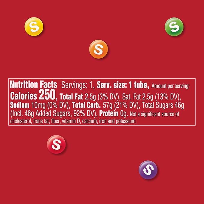 SKITTLES Littles Originals Rainbow Chewy Candy, 45.6 Oz, SKITTLES Bulk Candy 24 Count Mega Tubes, Tiny Fruit Flavored Treats for Sharing at the Office