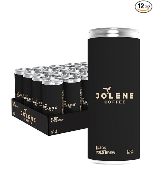 Jolene Coffee – Black Cold Brew | 8oz Cans | Smooth, Bold, Dairy-Free, Gluten-Free, Non-GMO (12 Cans, Black Cold Brew)