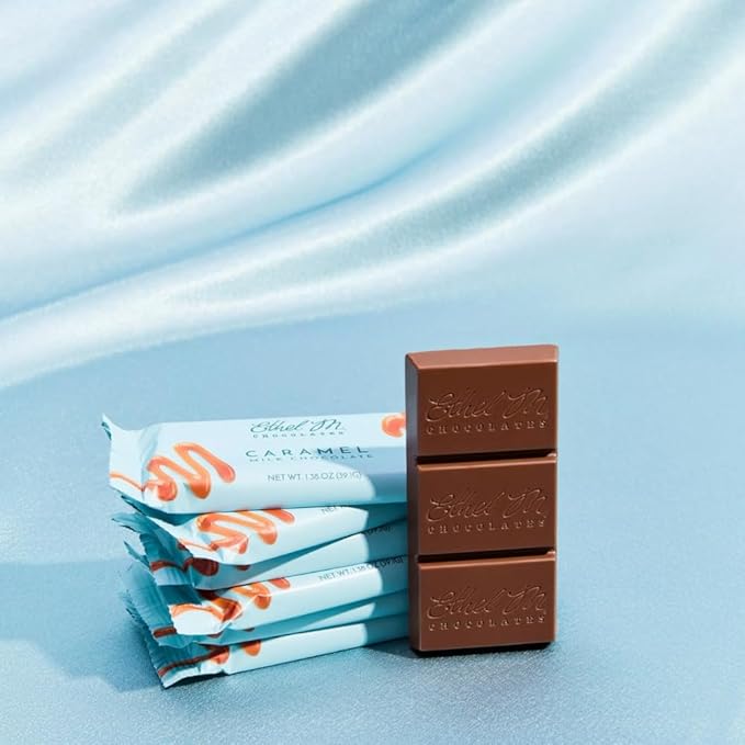 Ethel M Chocolates Premium Milk Chocolate Caramel Filled Bars, Individually Wrapped Chocolate Candy Bars, for Gifting, Holidays & Everyday Indulgence (8 Pieces)
