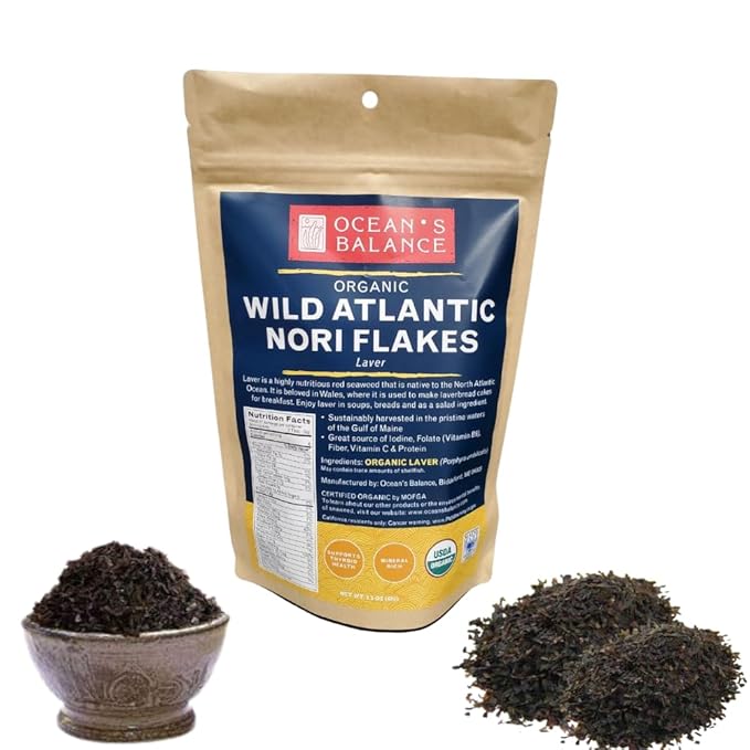 Ocean’s Balance: Organic Wild Atlantic Nori Seaweed Flakes – Organic Seaweed Flakes Perfect for Keto Diet, Paleo Diet, Vegetarian, and Vegan Diet – Gluten-Free (1.5oz Bag)
