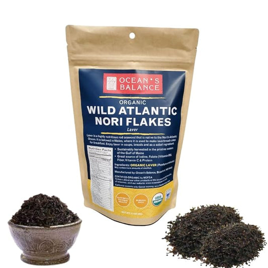 Ocean’s Balance: Organic Wild Atlantic Nori Seaweed Flakes – Organic Seaweed Flakes Perfect for Keto Diet, Paleo Diet, Vegetarian, and Vegan Diet – Gluten-Free (1.5oz Bag)