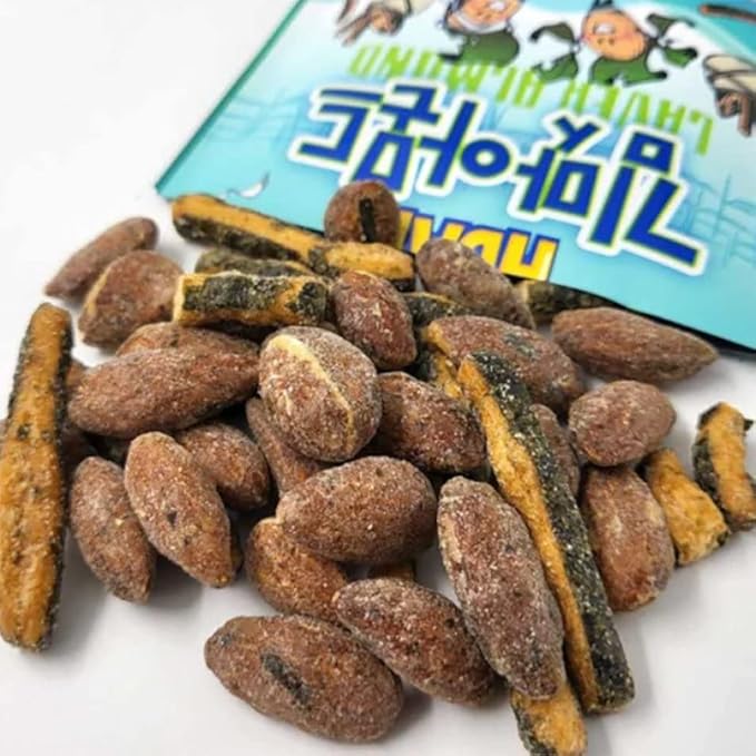 [Official Gilim HBAF] Korean Seasoned Laver Almonds Nut Snack | Kids, School, Office, Trip Snack | Pre-workout Snack | Asian Snacks (Seaweed, 1 x 120 gram pack)