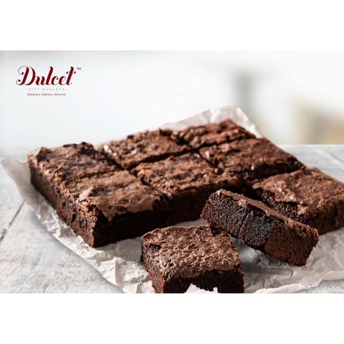 Dulcet Gift Baskets Valentines Day Chocolate Fudge Brownie Assortment Gift Tin Delicious, Baked Snacks Chocolate Cheese Walnut Fudge Chocolate Chip Blondie Great Valentines Gift for Women Wife Girlfriend Boyfriend Mom Friend