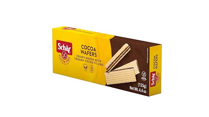 Schär Gluten-Free Cocoa Wafers, 4.4oz, 12-Pack – Crisp Layers with Creamy Cocoa Filling, Non-GMO, No Preservatives, Perfect Snack or Dessert Treat