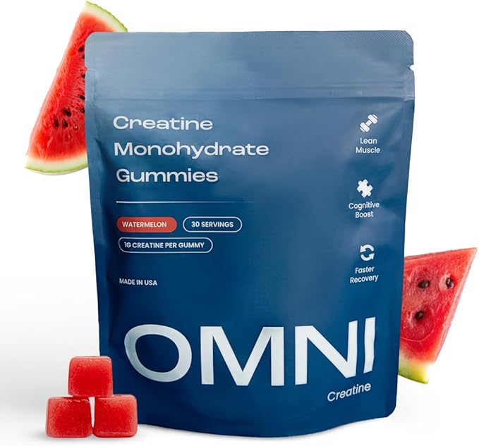 Creatine Monohydrate Gummies - Supports Muscle Growth, Recovery & Brain Function - Convenient & Easy to Take - Great Tasting Watermelon Flavor - 1g per Gummy, Low Sugar - 90 Count