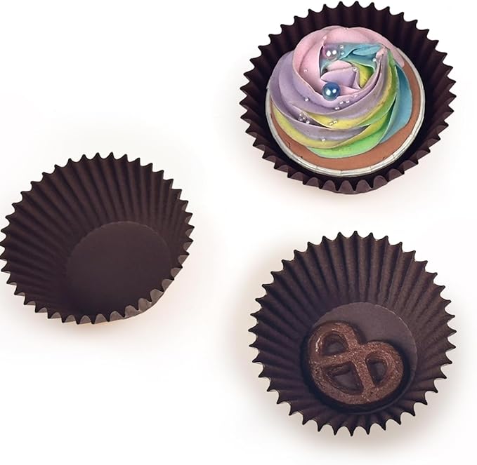 qiqee 600pcs Coffee Cupcake Liners Muffin Linner No Smell, Food Grade Baking Cups（Standard Size）