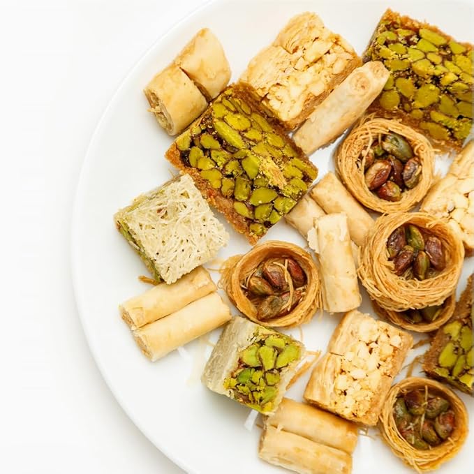 Anabtawi Middle Eastern Sweets - 80-Piece Assorted Baklava, Pistachio and Almond Pastry - Traditional Arabic Baklava Gift Box - No Preservatives, No Additives - Gourmet Baklava Pastry Boxes - 800g