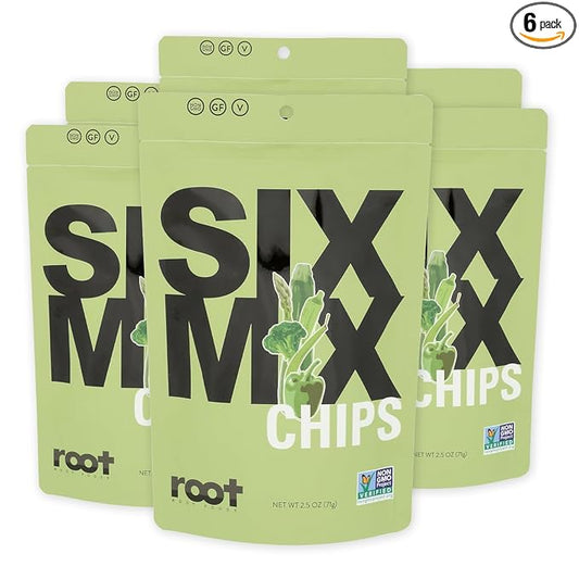 Root Foods SixMix Chips, Natural Veggie Snack, Non-GMO Vegetable Crisps, Good for Adults, Kids, Vegan, Gluten Free, Halal (SixMix)