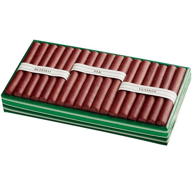 The Swiss Colony Wild Game Meat Sticks Gift Box - Includes Exotic Meats: Buffalo, Elk, and Venison Blended with Pork and Beef, Gift Package for Men