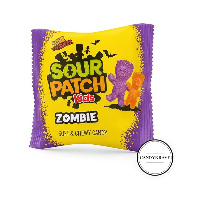 SourPatch Kids Soft & Chewy Candy - Zombies - Individually Wrapped Sweet & Sour Candy Pack - Delicious Gummy Treats for Halloween, Pinata Stuffers, Birthdays & Pantry (1 lbs)