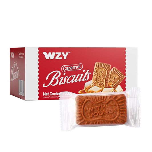 WZY Caramelized Biscuit Biscotti Cookies Tea Biscuits17.6 OZ (500g) Cookies Individually Wrapped Perfect Crunch for Coffee Tea Snacking & Desserts Crunchy Buttery & Delicious (17.6 OZ (500g))