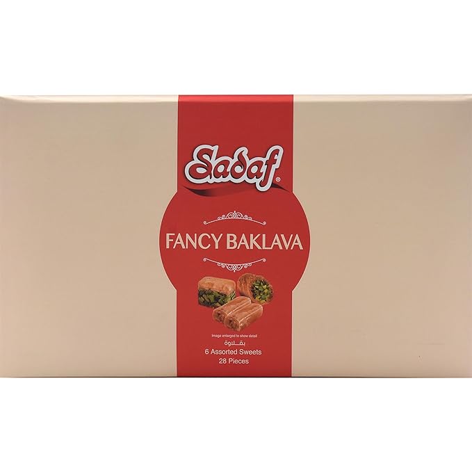 Sadaf Fancy Baklava - Sweet Baklava Pastry - Tasty Snack - Middle Eastern Delight - Pastry Gift Box - 6 Assorted Sweets | 28 pieces