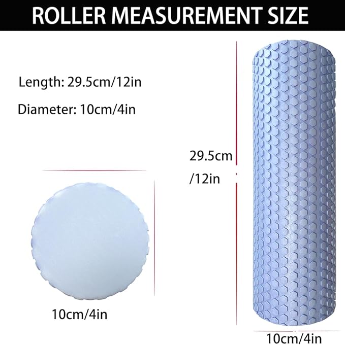 EVA Massage Roller, Recovery Foam Roller, Medium Density Light Blue Trigger Point Massage Roller for Deep Tissue Excercise, Physical Therapy, Muscle Restoration, 12" X 4" Round