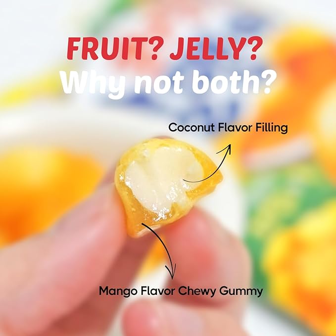 COELO Peelable Assorted Gummy 67g x 5Pack (Total 11.8oz) 5 Flavors Varitey Pack, 4D Tropical Peeling Soft Sweet Candy Filled Rich Fruits Jelly Fun Chewy Shareable Treats Single Serve K-Food Snack