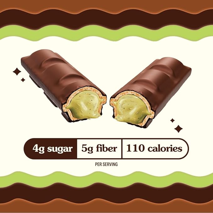 Rip Van Dubai Chocolate Bar Crispy Choco – Healthy Snack with Creamy Pistachio & Toasted Kunafa – Dubai Choco Flavor – 4g Sugar, 5g Fiber – Guilt-Free Indulgence – 12 Pack