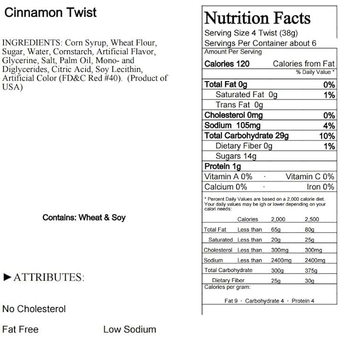 Cinnamon Licorice Twists - Spicy Fat-Free Old Fashioned Gourmet Red Hots Cinnamon Candy - Soft & Chewy Texture with Bold Fresh Flavor - Licorice Candy - (8 oz)